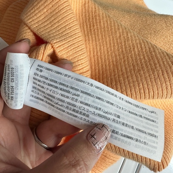 Abercrombie & Fitch Ribbed Knit Cut Out Midi Dress Pastel Orange Sz MP - Picture 10 of 12